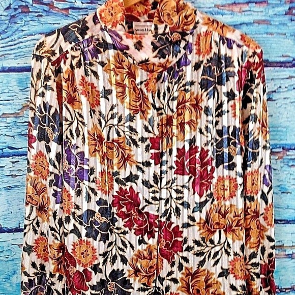 Westbound Tops - Westbound Floral Long Sleeve Button Up Blouse 16